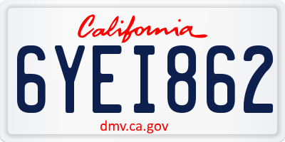 CA license plate 6YEI862