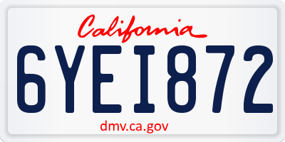 CA license plate 6YEI872