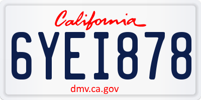 CA license plate 6YEI878