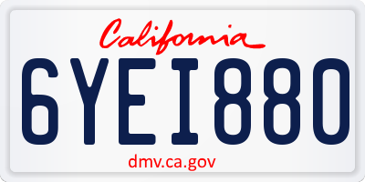 CA license plate 6YEI880