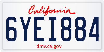 CA license plate 6YEI884