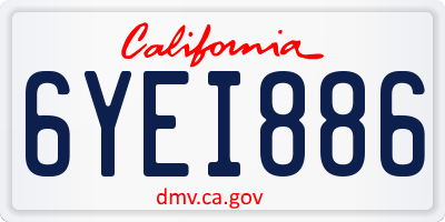 CA license plate 6YEI886