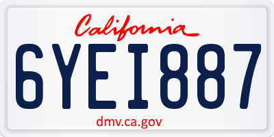 CA license plate 6YEI887
