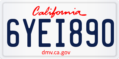CA license plate 6YEI890