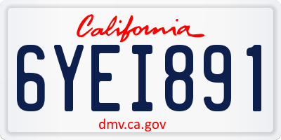 CA license plate 6YEI891