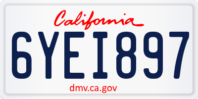 CA license plate 6YEI897