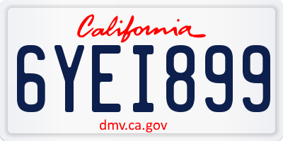 CA license plate 6YEI899