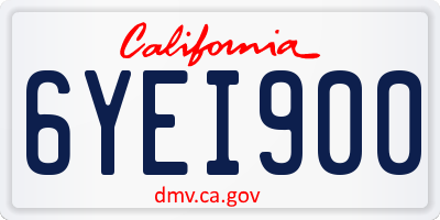 CA license plate 6YEI900
