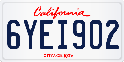 CA license plate 6YEI902