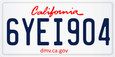 CA license plate 6YEI904