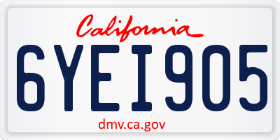 CA license plate 6YEI905