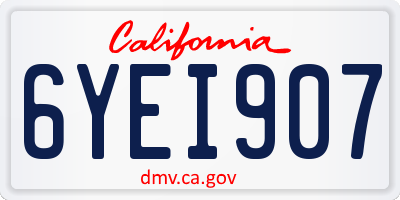 CA license plate 6YEI907