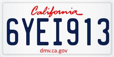 CA license plate 6YEI913