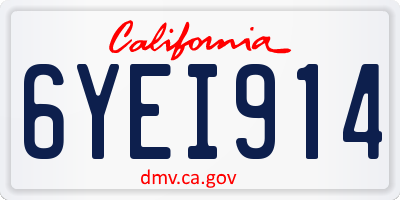 CA license plate 6YEI914
