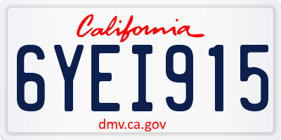 CA license plate 6YEI915