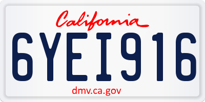 CA license plate 6YEI916