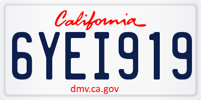 CA license plate 6YEI919