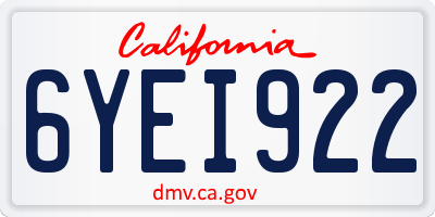CA license plate 6YEI922