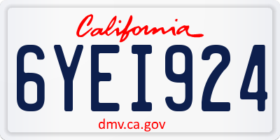 CA license plate 6YEI924