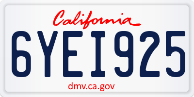 CA license plate 6YEI925