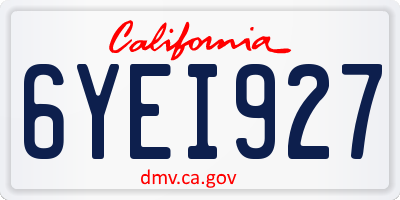 CA license plate 6YEI927