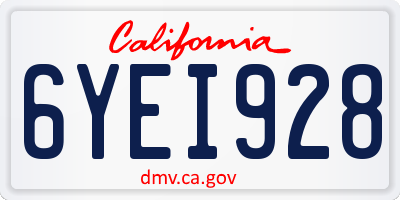 CA license plate 6YEI928