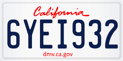 CA license plate 6YEI932