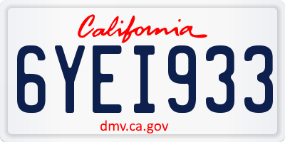 CA license plate 6YEI933
