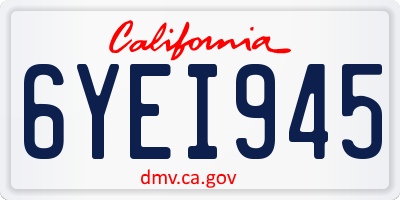 CA license plate 6YEI945