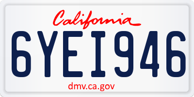 CA license plate 6YEI946