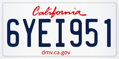 CA license plate 6YEI951