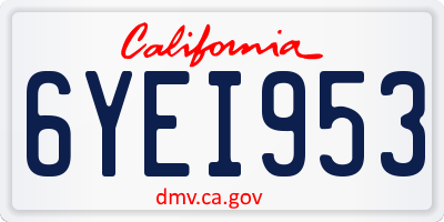 CA license plate 6YEI953