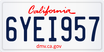 CA license plate 6YEI957