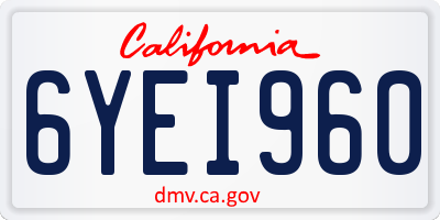 CA license plate 6YEI960