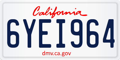 CA license plate 6YEI964