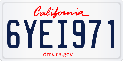 CA license plate 6YEI971