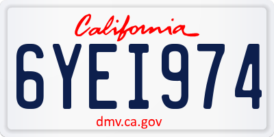 CA license plate 6YEI974