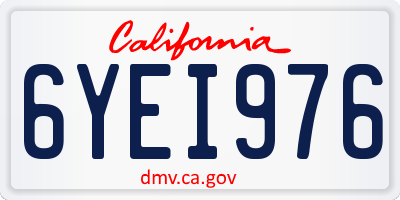 CA license plate 6YEI976