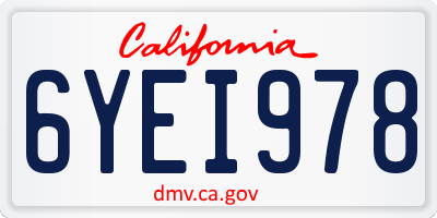 CA license plate 6YEI978
