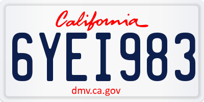 CA license plate 6YEI983