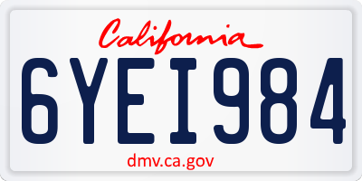 CA license plate 6YEI984