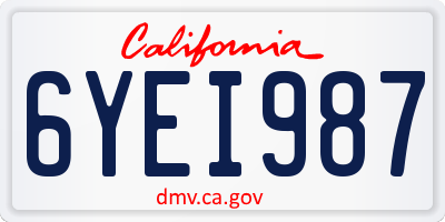 CA license plate 6YEI987
