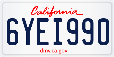 CA license plate 6YEI990