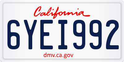CA license plate 6YEI992