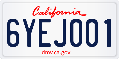 CA license plate 6YEJ001