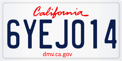 CA license plate 6YEJ014