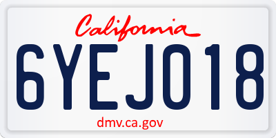 CA license plate 6YEJ018