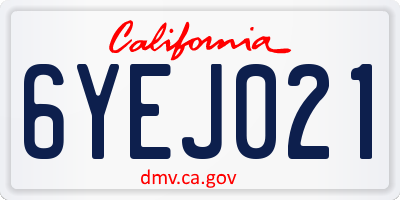 CA license plate 6YEJ021