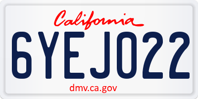 CA license plate 6YEJ022