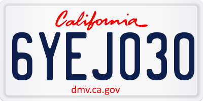 CA license plate 6YEJ030